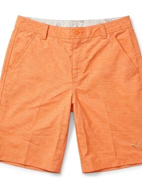 [PUMA] DryCELL Vibrant Orange Pockets & Zip Up Golf Shorts Men's 30